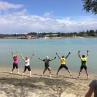 Having fun waiting for the Mapua Ferry across to Rabbit Island |  <i>Chris Cameron</i>